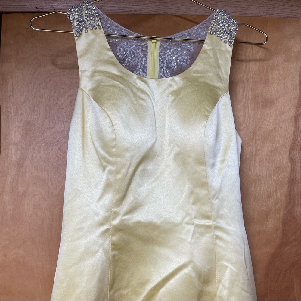 Asymmetrical Mermaid dress with Rhinestone detail- Evening Gown satin